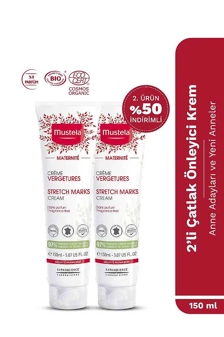 Mustela Çatlak Önleyici Krem 150 ml 2'li Set Anne Adayları için  - 1