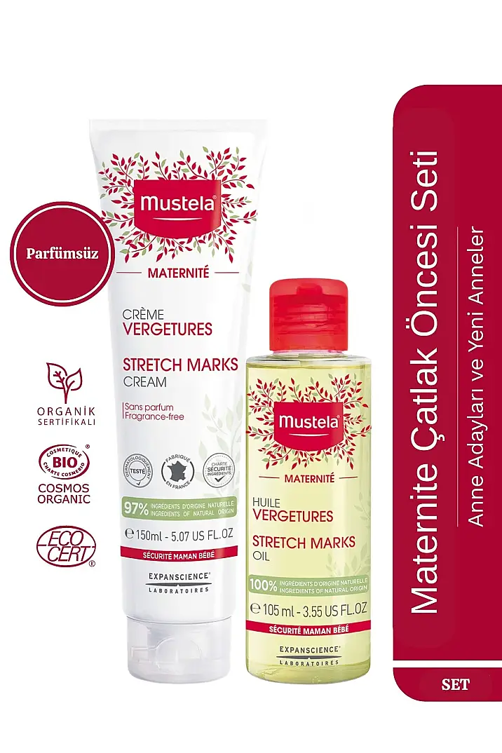 Mustela Maternité Anne Bakım Seti – Çatlak Oluşumunu Önlemeye Yardımcı Krem ve Yağ - 1