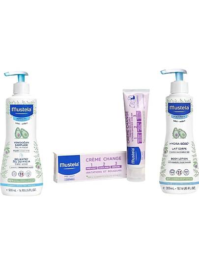 Mustela Yenidoğan Bebek Bakım Seti (500ml.Şam+300ml.Nem+100ml.Pişik Kremi) - 2
