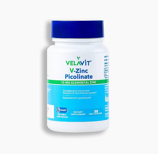 Velavit V-Zinc Picolinate 15 mg Elemental Çinko 30 Kapsül