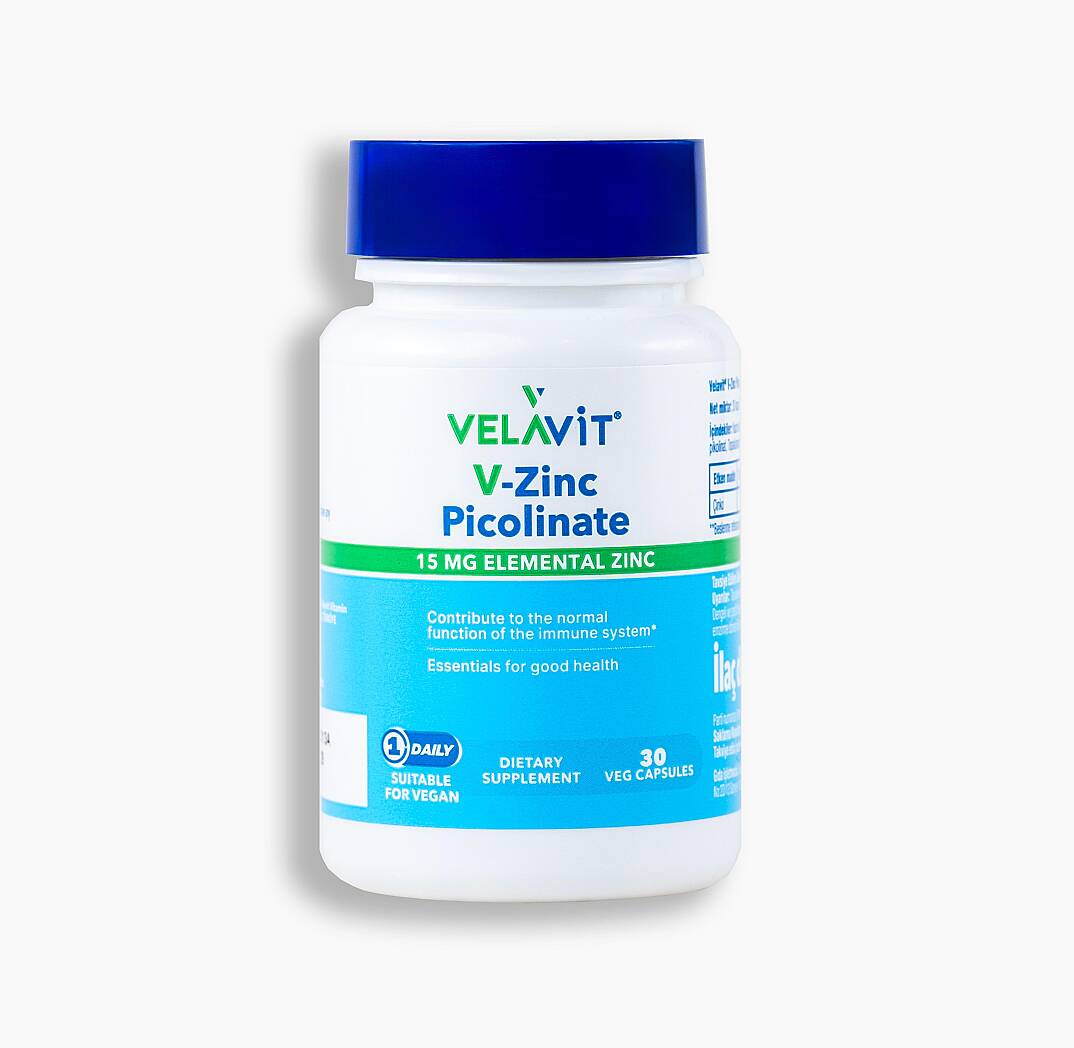 Velavit V-Zinc Picolinate 15 mg Elemental Çinko 30 Kapsül - 1